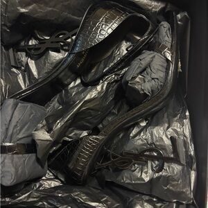 Saint Laurent Black Leather Sandal